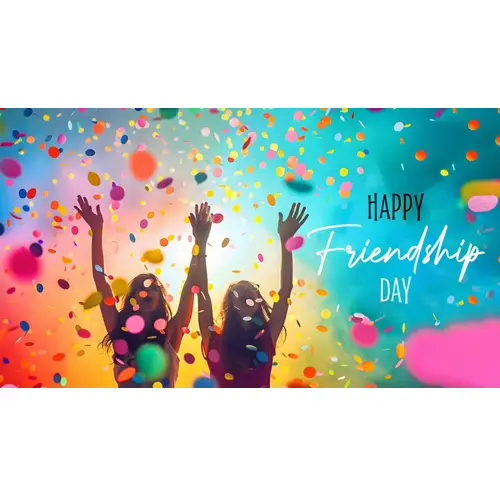 Happy friendship day facebook cover template with two friends are having a nice time together