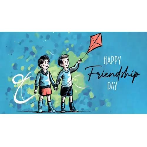 Happy friendship day facebook cover template with two friends are having a nice time together