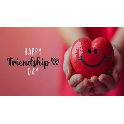 Happy friendship day facebook cover with red heart with smiley face which expresses friendship