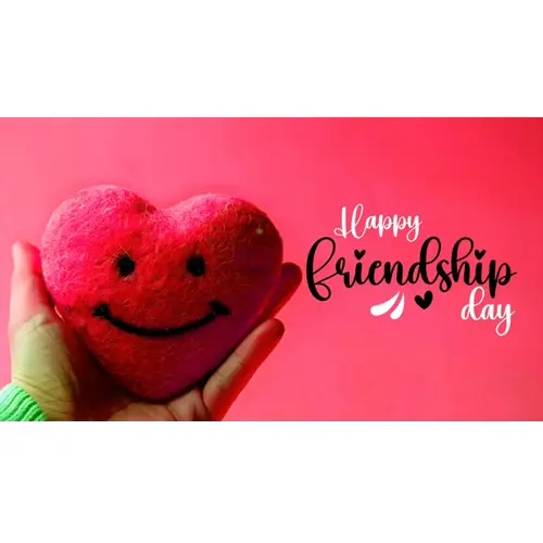 Happy friendship day facebook cover with red heart with smiley face which expresses friendship
