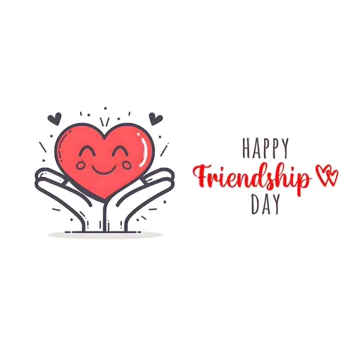 Happy friendship day facebook cover with red heart with smiley face which expresses friendship