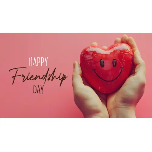 Happy friendship day facebook cover with red heart with smiley face which expresses friendship