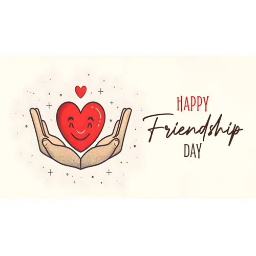 Happy friendship day facebook cover with red heart with smiley face which expresses friendship