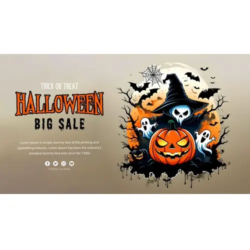 Happy halloween day facebook cover template with scary witches and demons haunted bats pumpkin