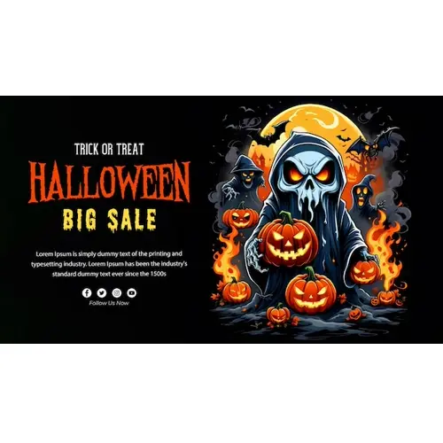 Happy halloween day facebook cover template with scary witches and demons haunted bats pumpkin