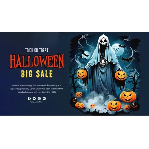 Happy halloween day facebook cover template with scary witches and demons haunted bats pumpkin
