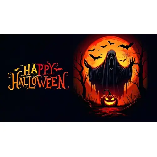Happy halloween day facebook cover template with scary witches and demons haunted bats pumpkin
