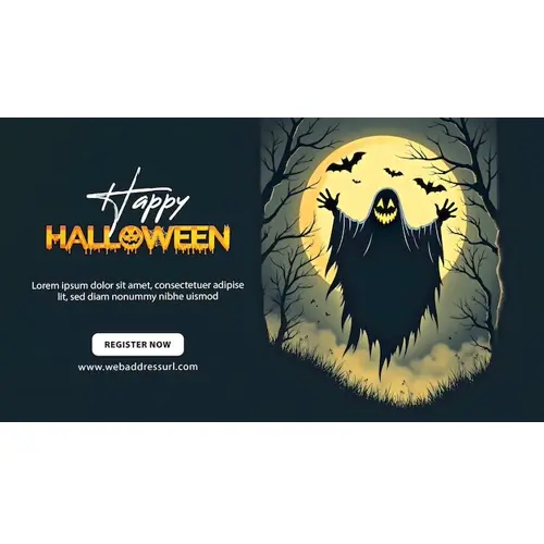 Happy halloween day facebook cover template with scary witches and demons haunted bats pumpkin
