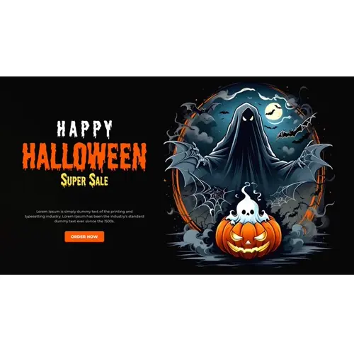 Happy halloween day facebook cover template with scary witches and demons haunted bats pumpkin