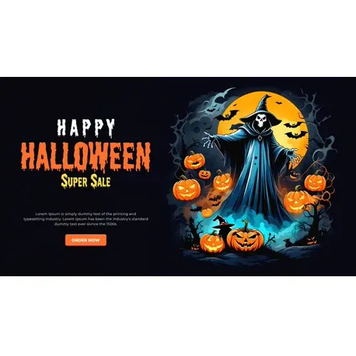 Happy halloween day facebook cover template with scary witches and demons haunted bats pumpkin