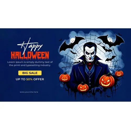 Happy halloween facebook cover template with ghost design in the black background