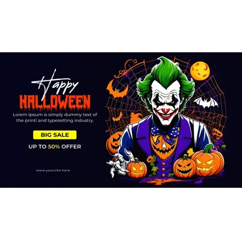 Happy halloween facebook cover template with haunted witch scary pumpkin and bats