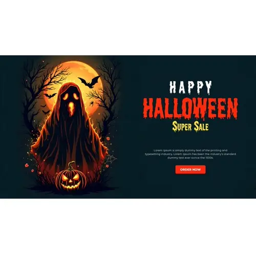 Happy halloween facebook cover template with scary skeletons pumpkins bats on ghost design