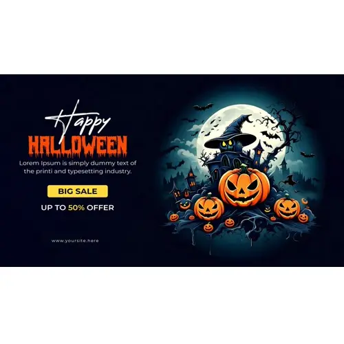 Happy halloween facebook cover template with scary skull pumpkin and bats