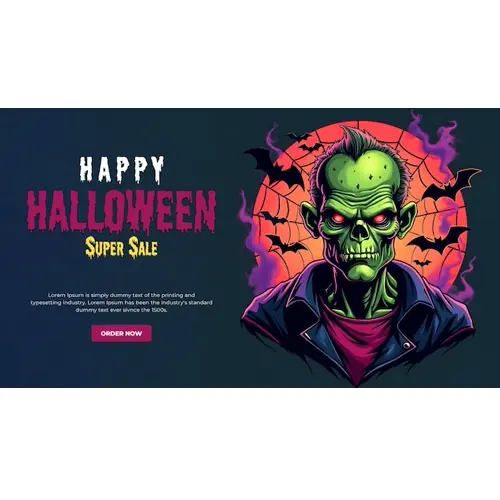 Happy halloween facebook cover template with scary skull pumpkin and bats