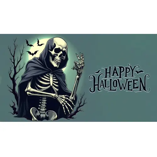 Happy halloween facebook cover template with scary skull pumpkin and bats