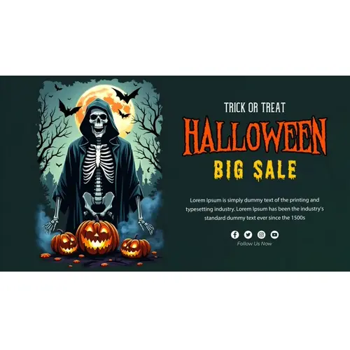 Happy halloween facebook cover template with scary skull pumpkin and bats