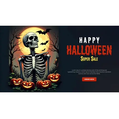 Happy halloween facebook cover template with scary skull pumpkin and bats
