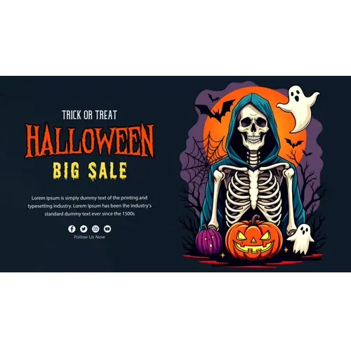 Happy halloween facebook cover template with terrifying skeletons whose eyes are burning