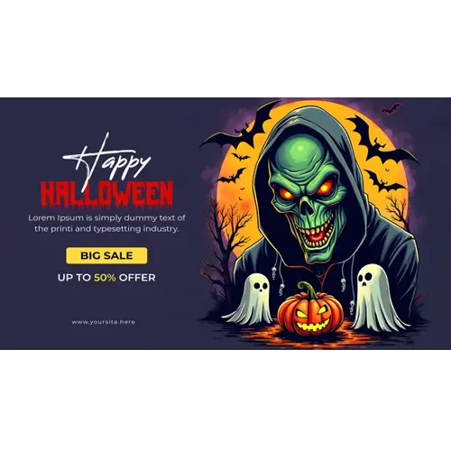 Happy halloween facebook cover template with terrifying skeletons whose eyes are burning