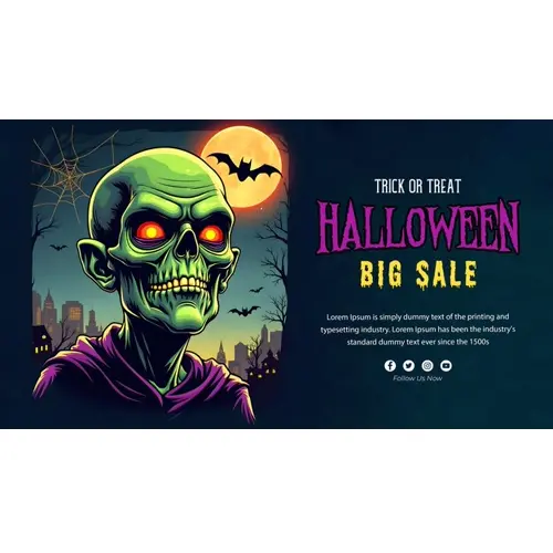 Happy halloween facebook cover template with terrifying skeletons whose eyes are burning