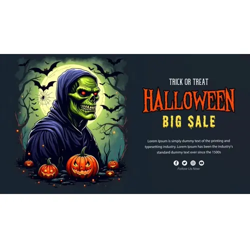 Happy halloween facebook cover template with terrifying skeletons whose eyes are burning