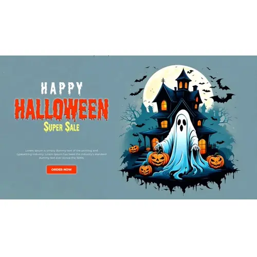 Happy halloween facebook cover with haunted skull and scary pumpkin on black background