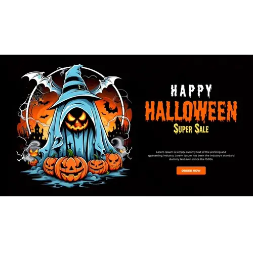 Happy halloween facebook cover with scary skeleton wearing a hoodie