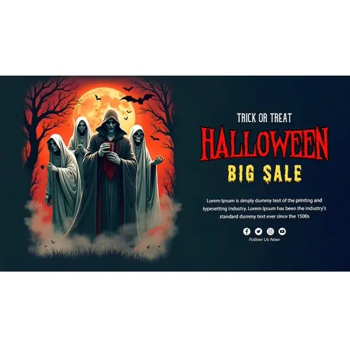 Happy halloween facebook cover with scary skeleton wearing a hoodie