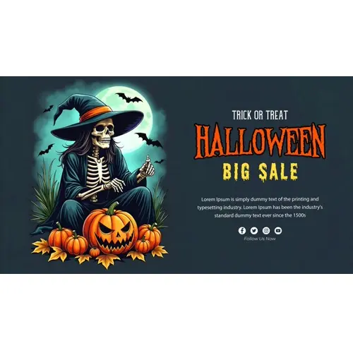 Happy halloween facebook cover with scary skeleton wearing a hoodie