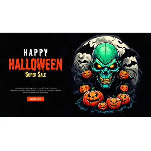 Happy halloween facebook cover with scary skeleton wearing a hoodie