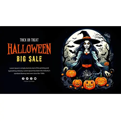 Happy halloween facebook cover with scary witches and demons haunted bats pumpkin
