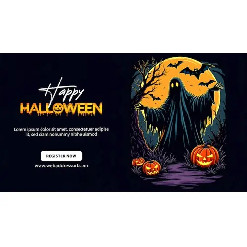 Happy halloween facebook cover with scary witches and demons haunted bats pumpkin