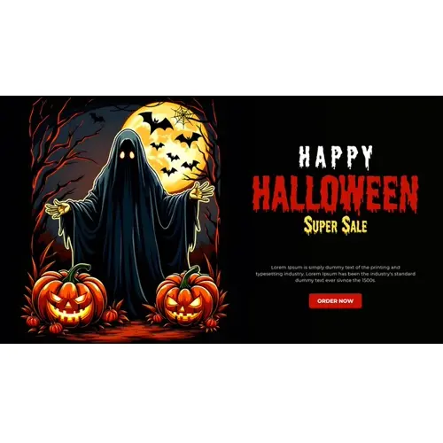 Happy halloween facebook cover with scary witches and demons haunted bats pumpkin