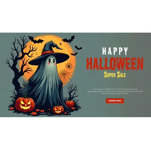 Happy halloween facebook cover with scary witches and demons haunted bats pumpkin