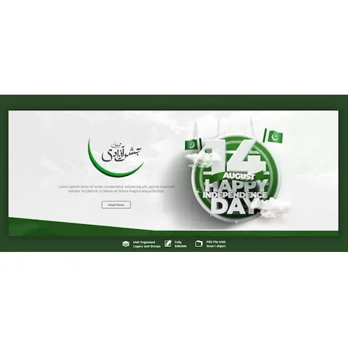 Happy independence day Pakistan Facebook cover or banner template