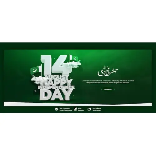 Happy independence day Pakistan Facebook cover or banner template