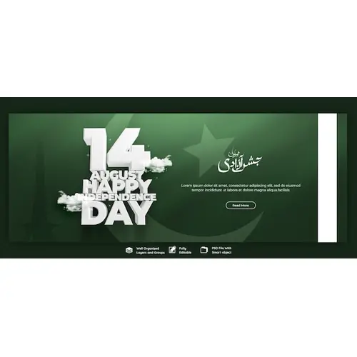 Happy independence day Pakistan Facebook cover or banner template