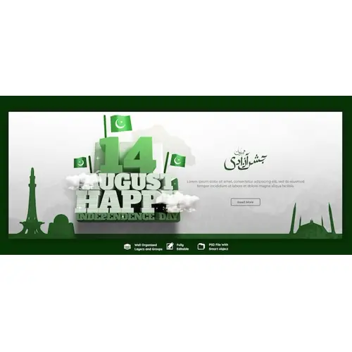 Happy independence day Pakistan Facebook cover or banner template