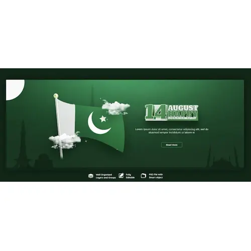 Happy independence day Pakistan Facebook cover or banner template