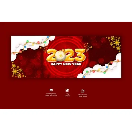 Happy new year 2023 and Merry Christmas Facebook cover template