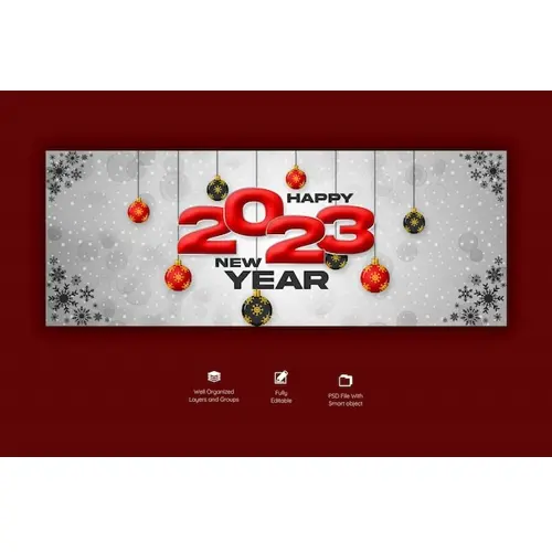 Happy new year 2023 and Merry Christmas Facebook cover template