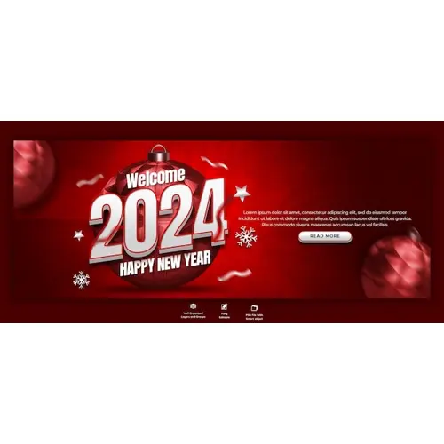 Happy New Year 2024 celebration Facebook cover post design template