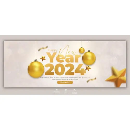 Happy New Year 2024 celebration Facebook cover post design template