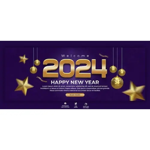 Happy New Year 2024 celebration Facebook cover post design template