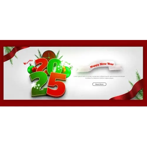 Happy New Year 2025 celebration Facebook cover post design or banner template