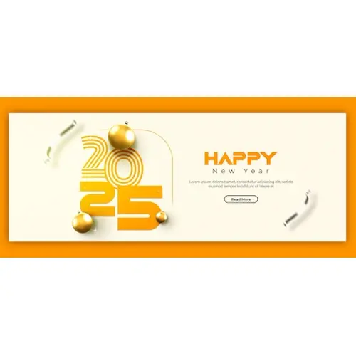 Happy New Year 2025 celebration Facebook cover post design or banner template