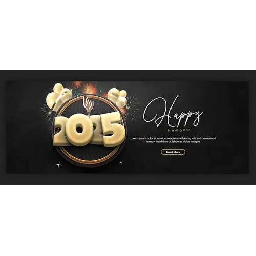 Happy New Year 2025 celebration Facebook cover post design or banner template