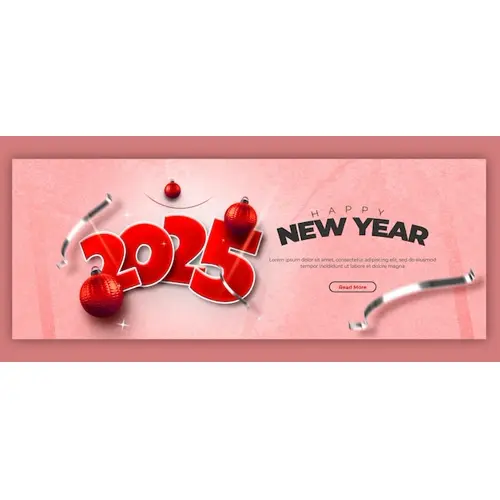 Happy New Year 2025 celebration Facebook cover post design or banner template