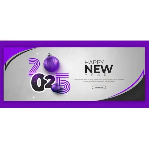 Happy New Year 2025 celebration Facebook cover post design or banner template